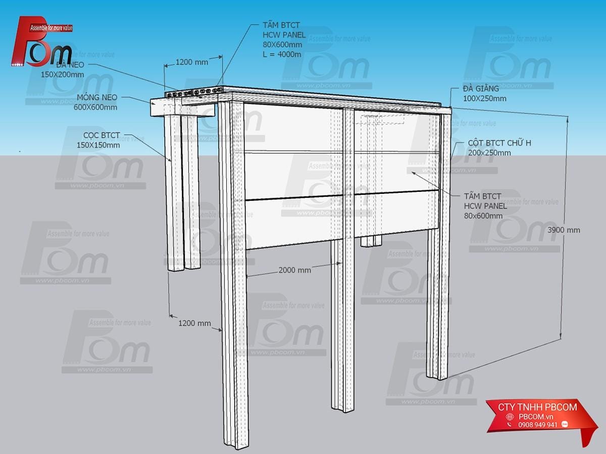 Bản vẽ tường chắn đất bê tông cốt thép giúp bóc tách chi phí làm kè chống sạt lở.