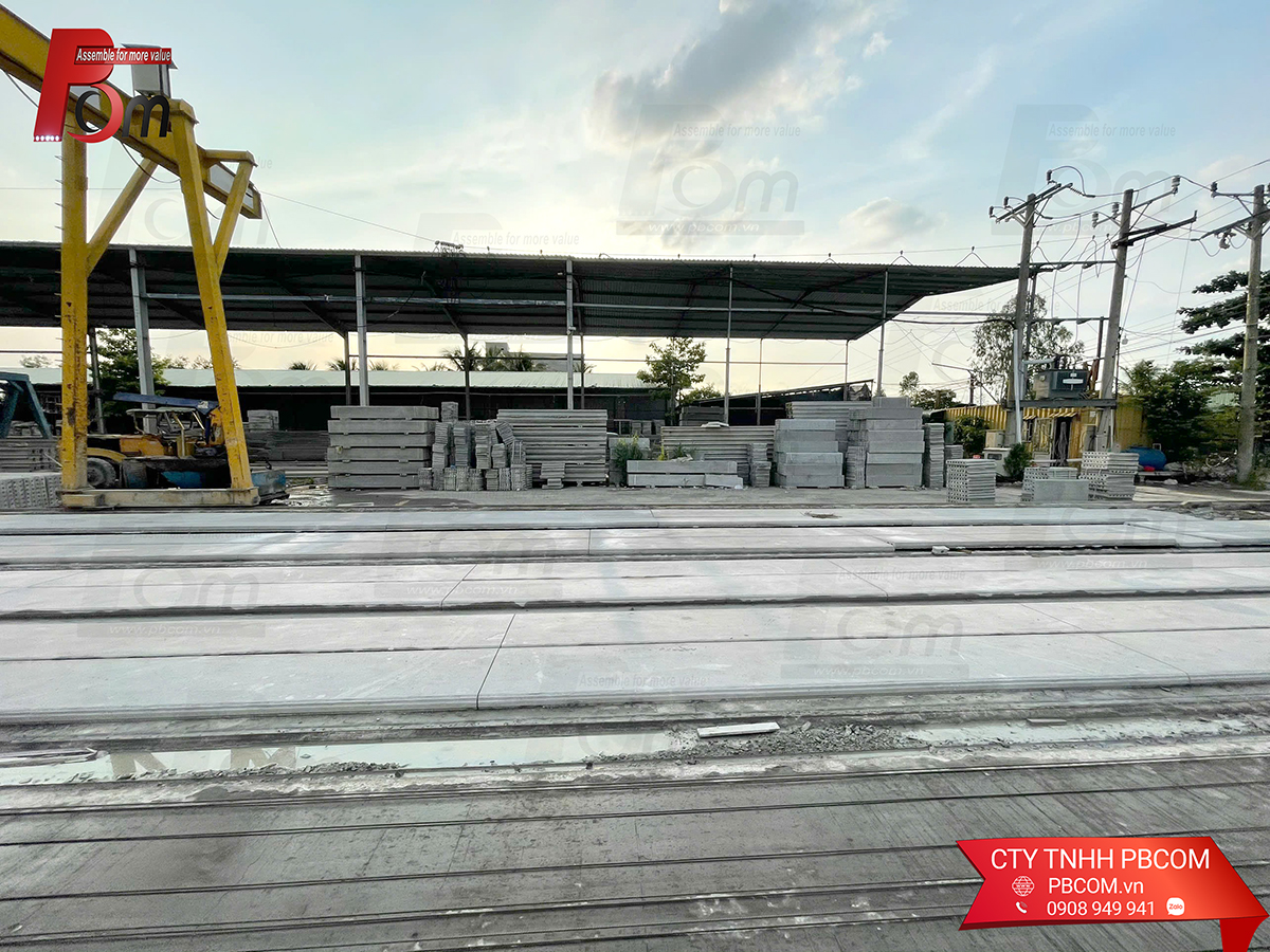 Các cấu kiện đúc sẵn theo công nghệ bê tông lắp ghép được kiểm soát chất lượng nghiêm ngặt tại nhà máy Pbcom