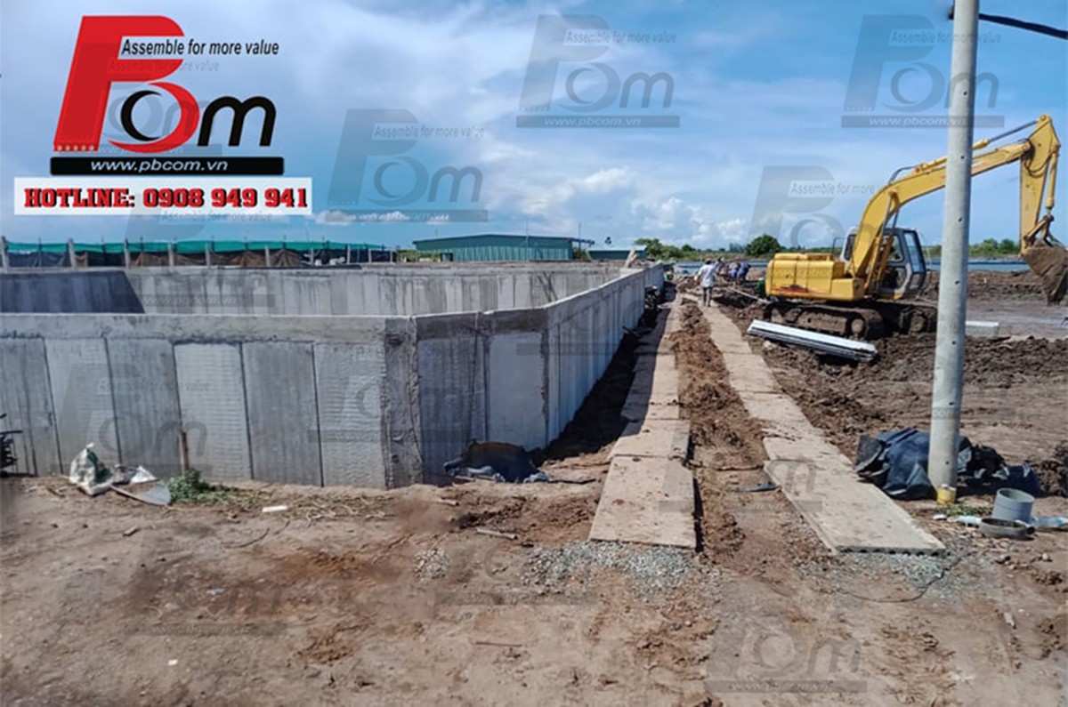 Ứng dụng giải pháp bê tông lắp ghép thi công ao hồ quy mô công nghiệp.