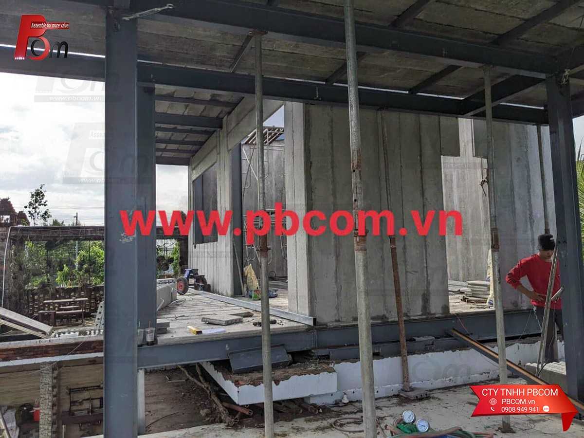 Ứng dụng tấm tường lõi rỗng HCW Panel làm vách bao che cho công trình.