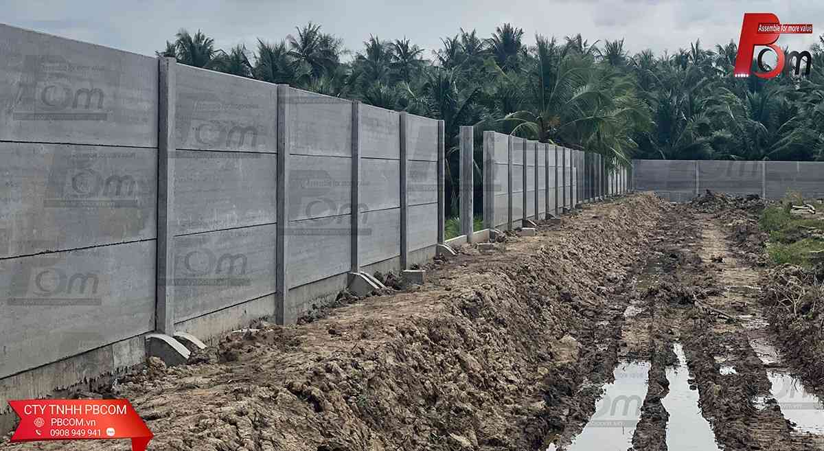 Hàng rào lắp ghép kết hợp kè chắn đất