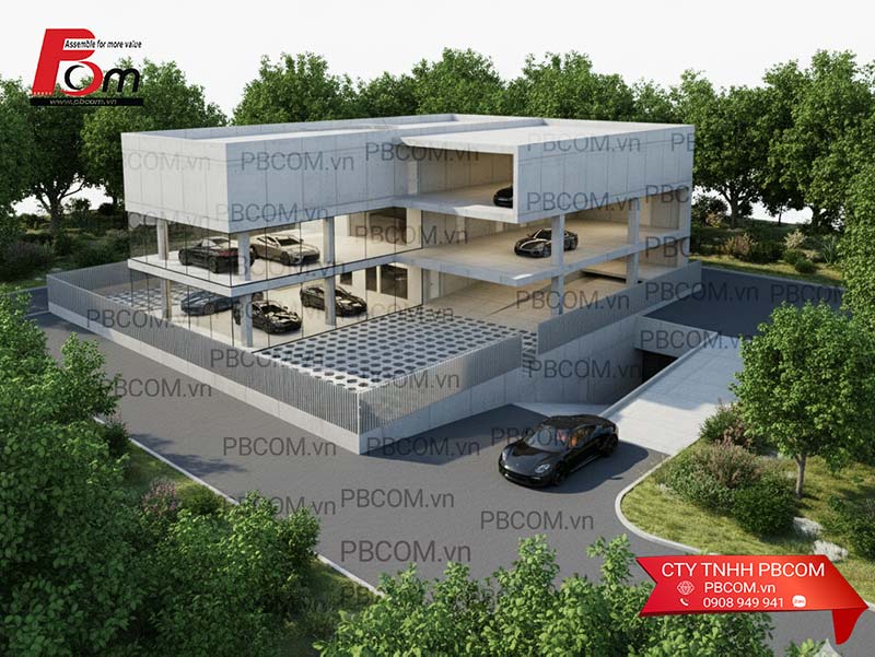 Bê tông lắp ghép - giải pháp thi công Showroom & gara ô tô