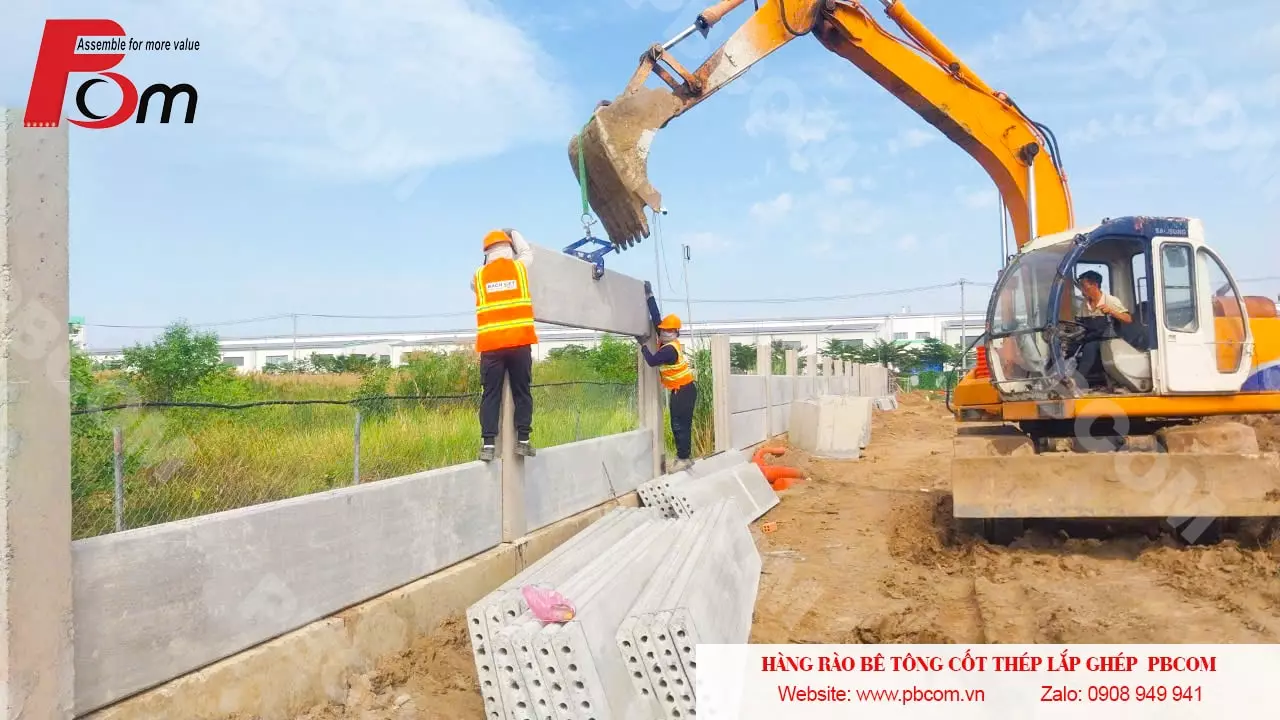 Hàng rào bê tông cốt thép lắp ghép đã có mặt KCN Hải Sơn Hàng rào bê tông cốt thép đúc sẵn KCN Hải Sơn