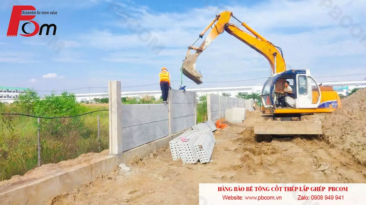 Hàng rào bê tông cốt thép lắp ghép đã có mặt KCN Hải Sơn Hàng rào bê tông cốt thép đúc sẵn KCN Hải Sơn