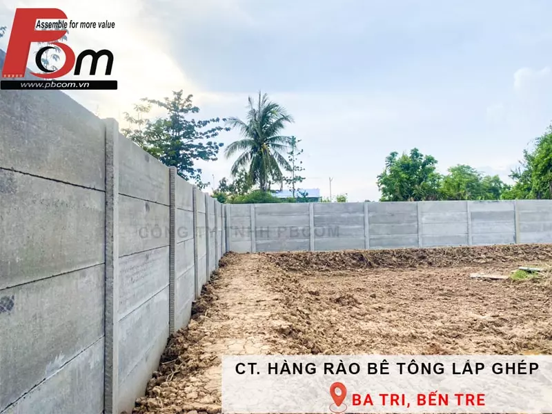 Hàng rào bê tông lắp ghép với tấm tường bê tông cốt thép