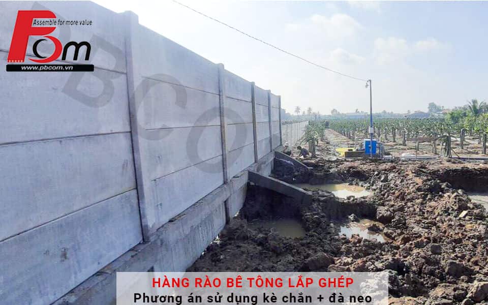 Hàng rào lắp ghép dùng cho vùng đất yếu dùng móng cột đà neo
