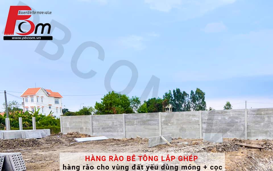 Hàng rào lắp ghép cho vùng đất yếu dùng móng, cọc